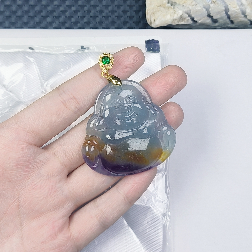 （聚宝严选）D144半黄老蓝水大佛公吊坠妈妈款精致精美百搭时尚