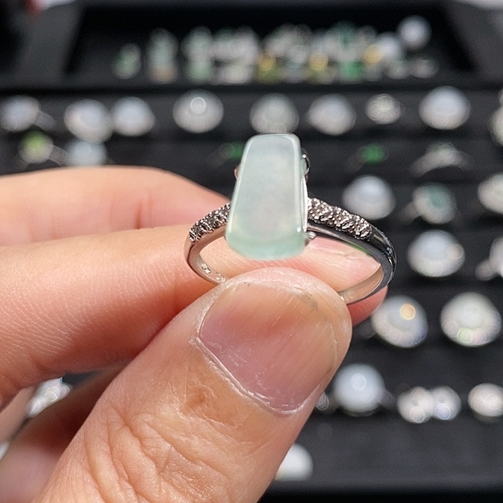 翡翠银S925镶嵌耳饰