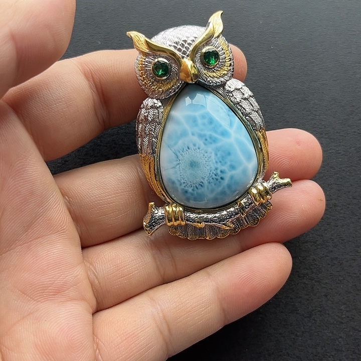 针钠钙石（海纹石）未镶嵌颈饰戒指