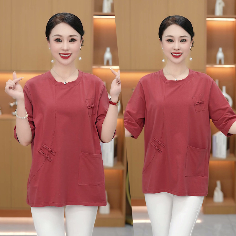 夏天休闲短袖t恤女中长款2025夏季新款大码女装遮肚子显瘦上衣