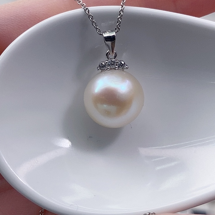 淡水珍珠银S925镶嵌颈饰13+A