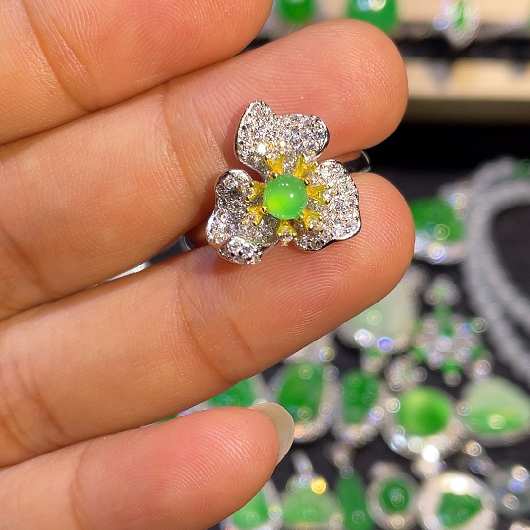 翡翠银S925镶嵌戒指