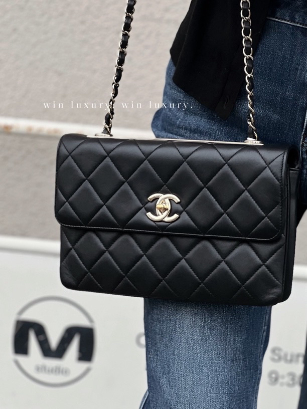95新 Chanel/香奈儿 香奈儿黑金trendy cc单肩腋下包 芯片款