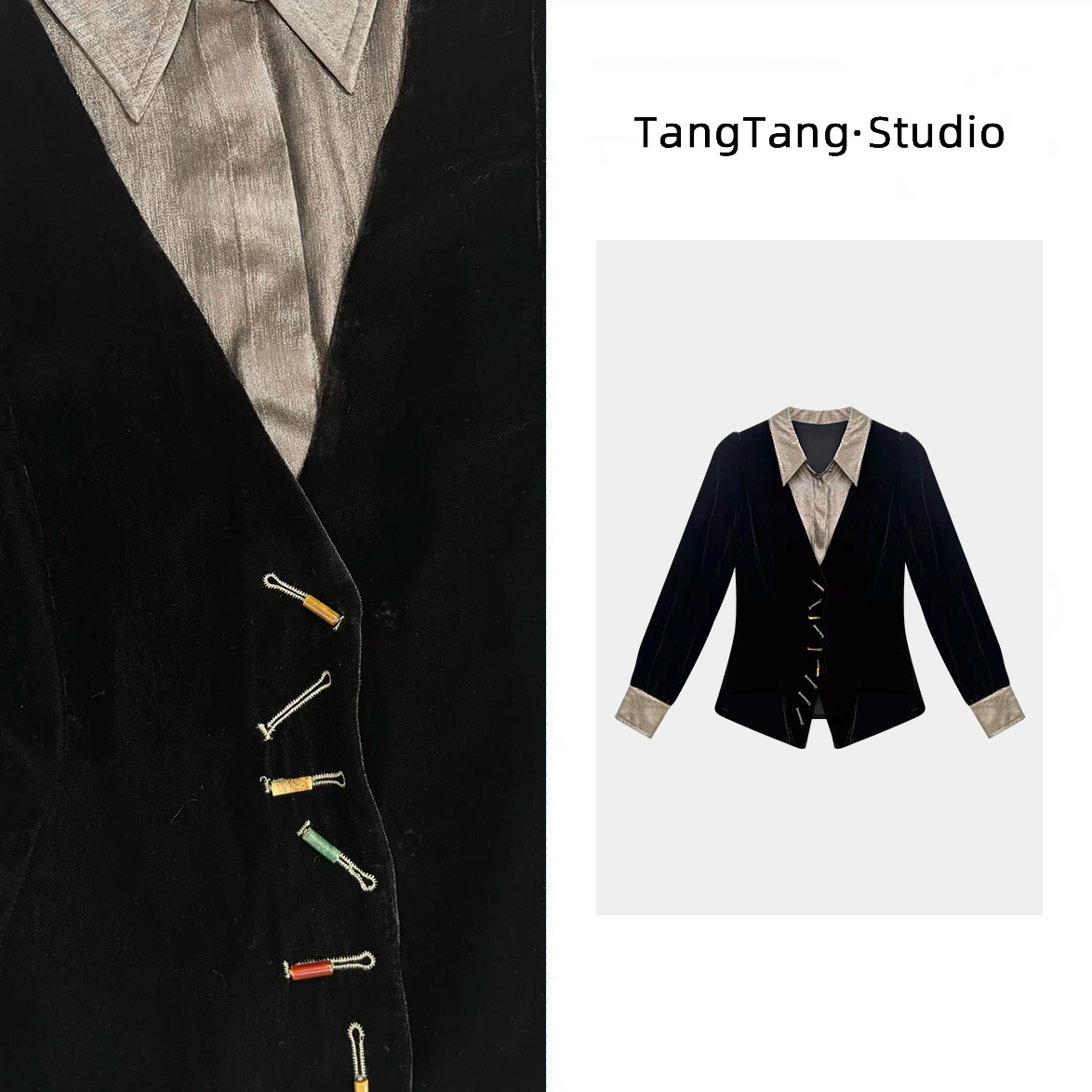 【TangTang·Studio】悉尼海岸丝绒高级气质显瘦女装上衣-258352