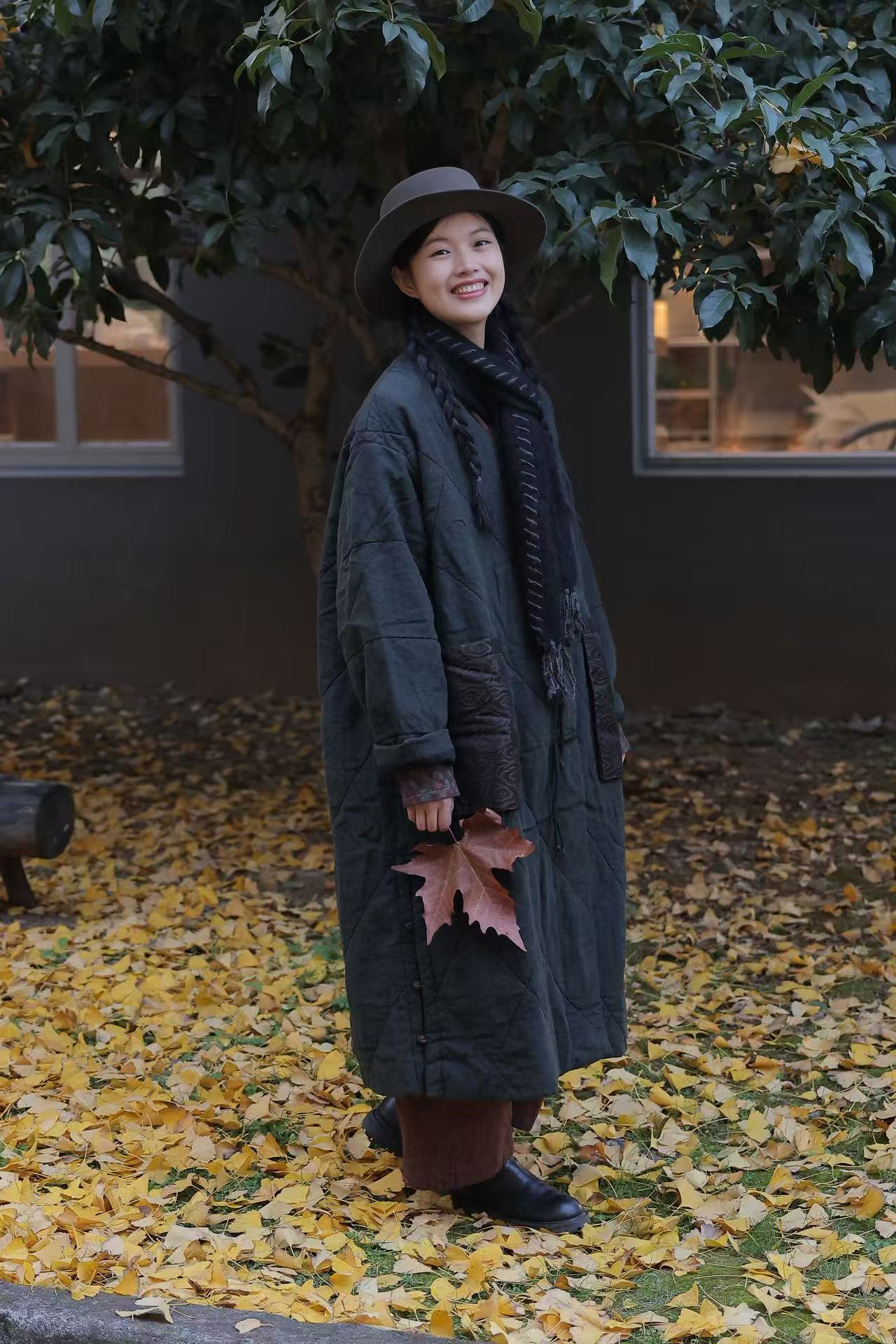 荼家原创长款棉服3728