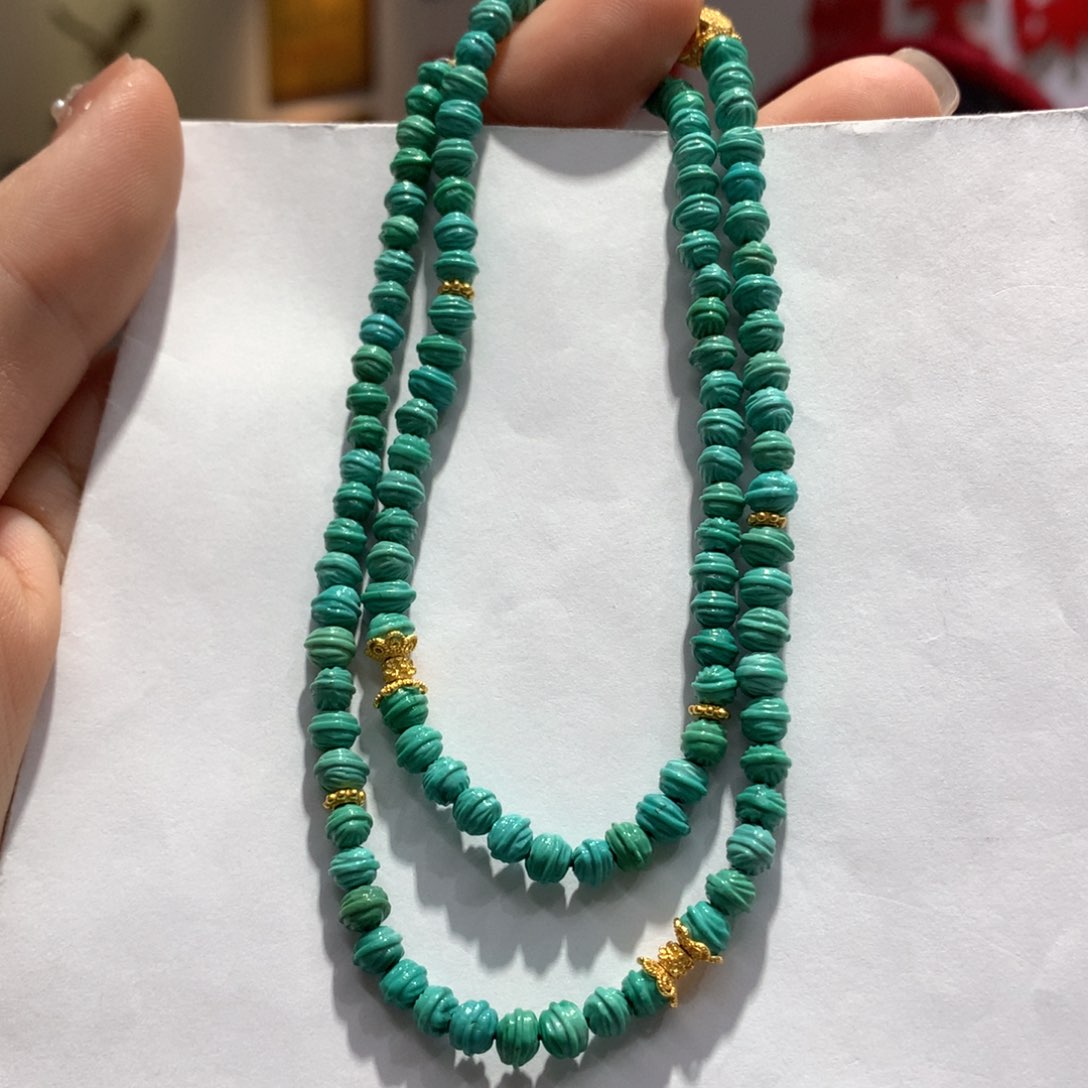 绿松石长链银S925镶嵌