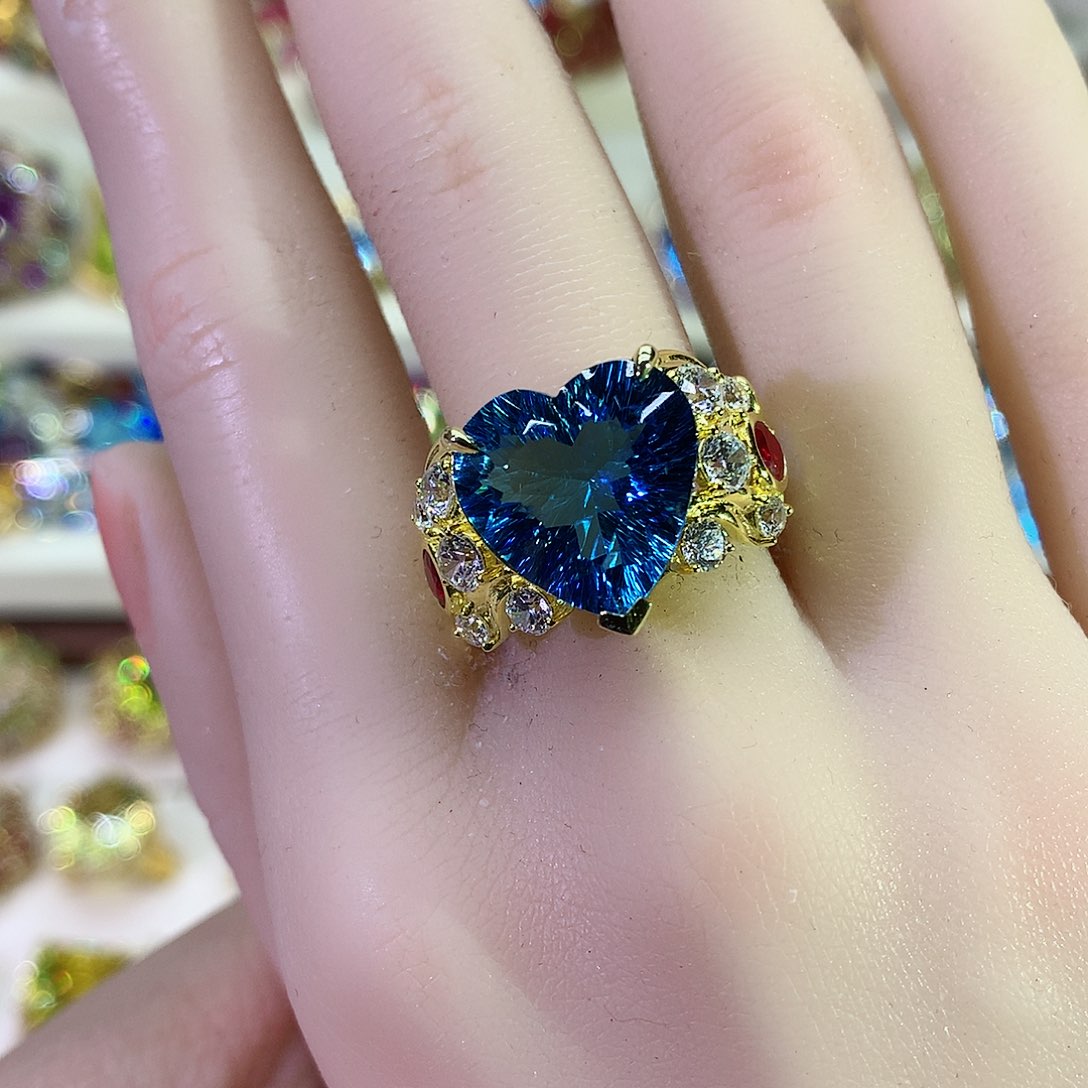 托帕石戒指银S925镶嵌