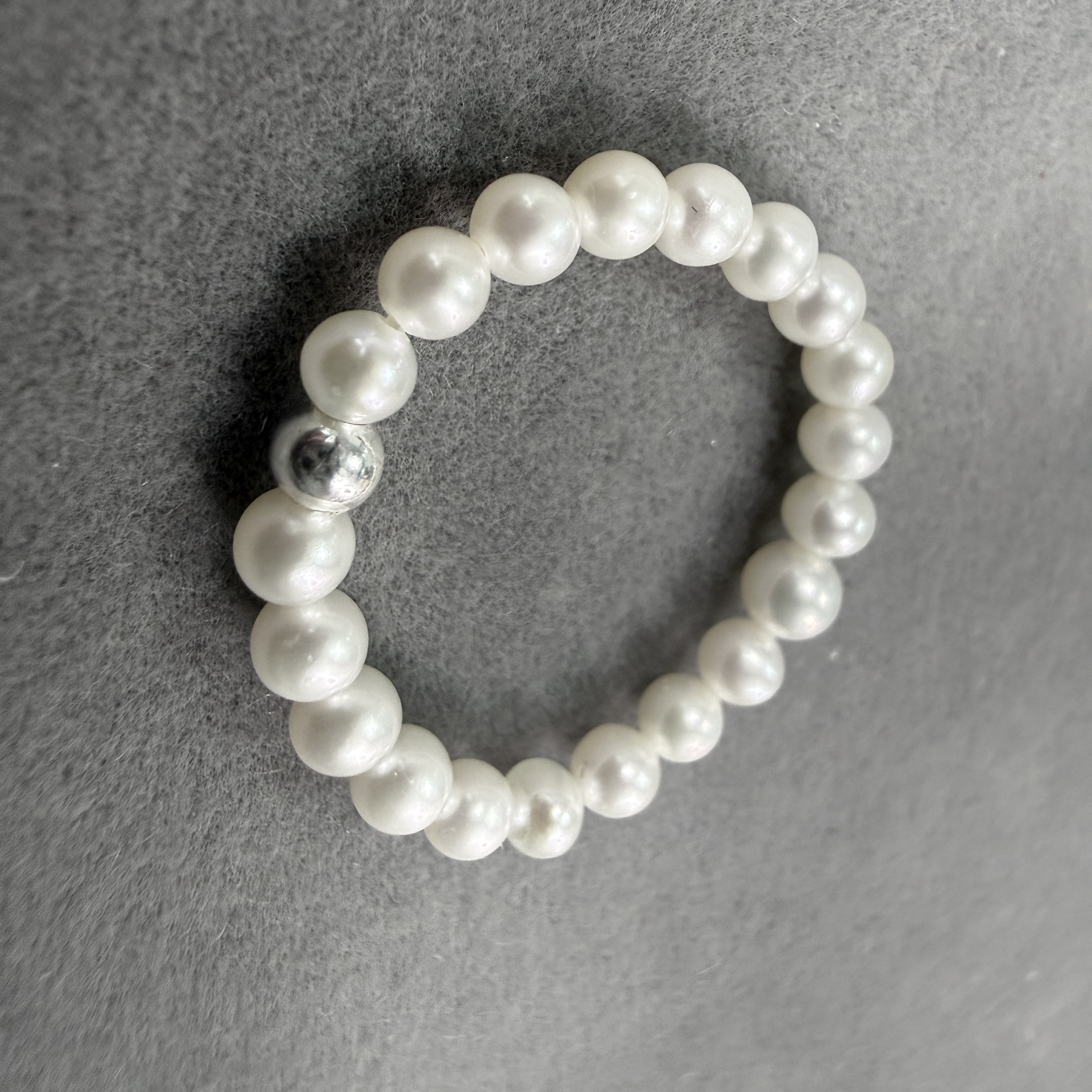 唛也【寻秋】天然淡水珍珠S925银素圈小米珠戒指隔珠款