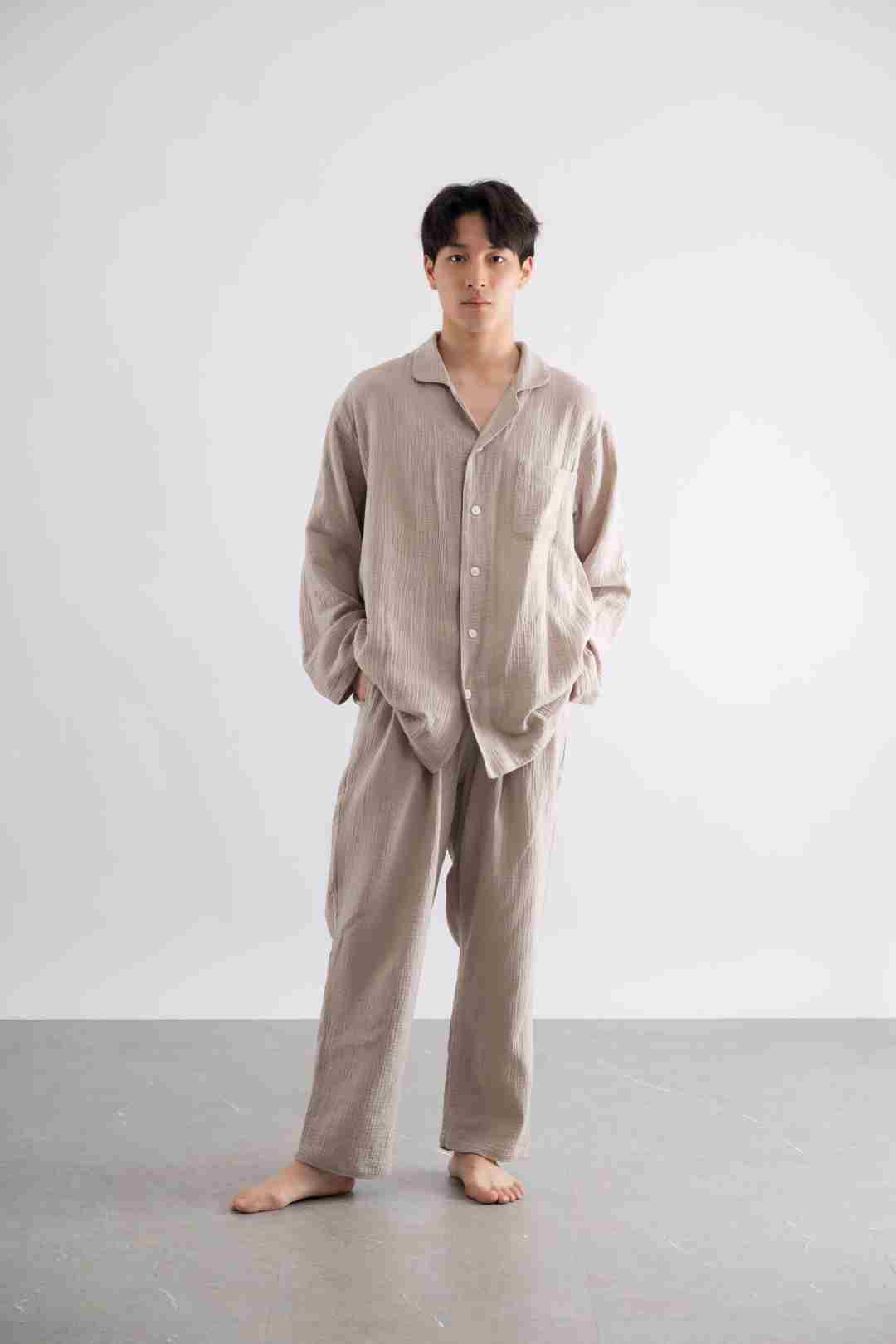 男士长袖春秋秋冬季家居服套装男睡衣(雅灰）