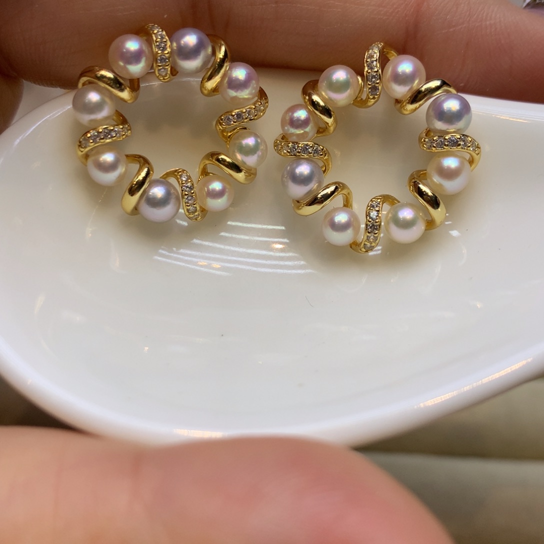 银S925镶嵌耳饰海水珍珠