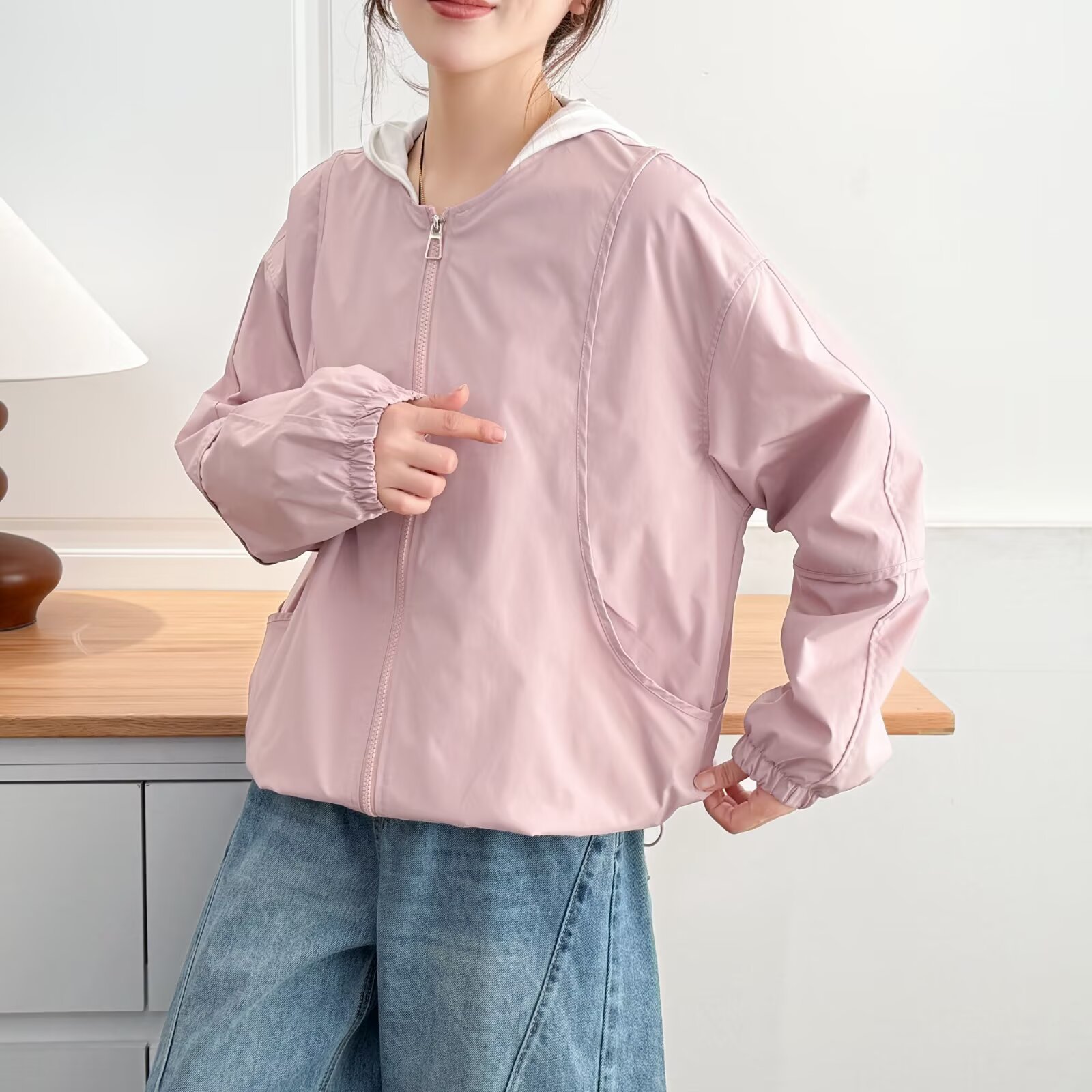 钱多多大码女装圆领纯色时尚百搭高级感韩系简约外套上衣XM888309