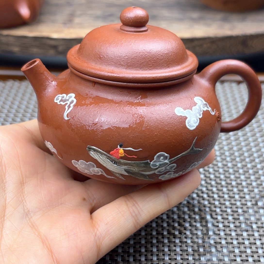 茶壶紫砂容天朱泥120c c