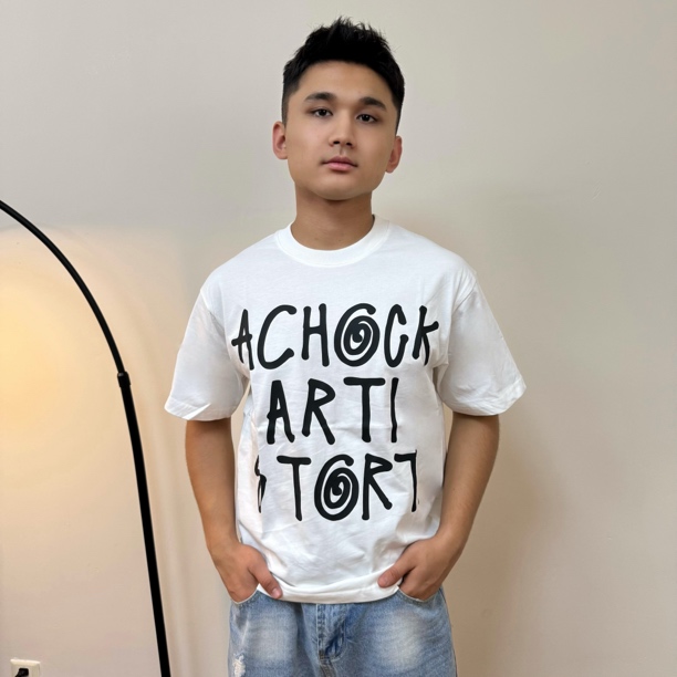 夏季短袖通用防晒光变印花T恤潮流宽松时尚复古风