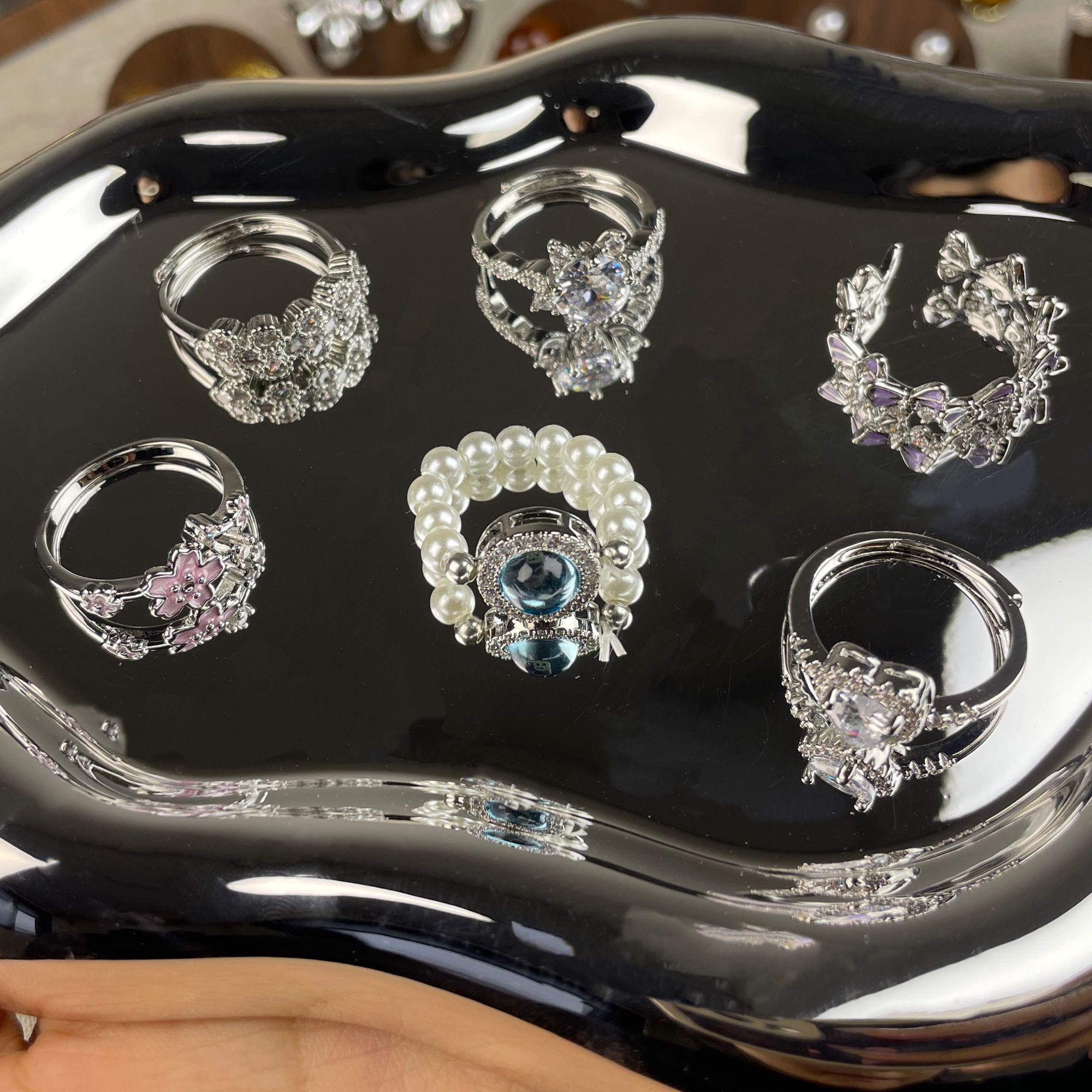 铜合金锆石戒指 【猫头拆拆乐】设计感戒指时尚百搭下单默认待拆