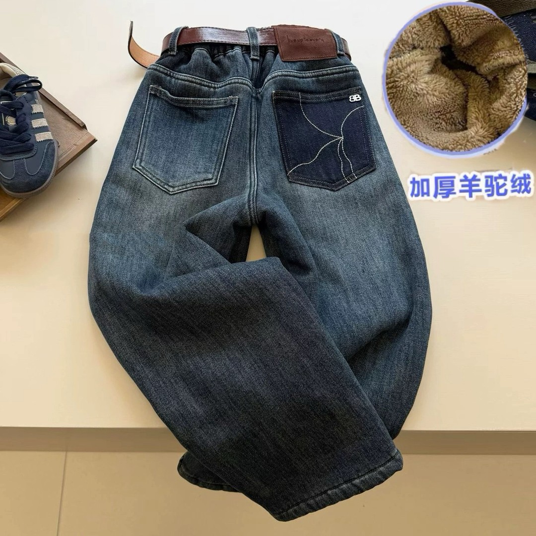 加厚一条过冬2025新款韩版儿童羊驼绒宽松冬款加厚中大童保暖直筒