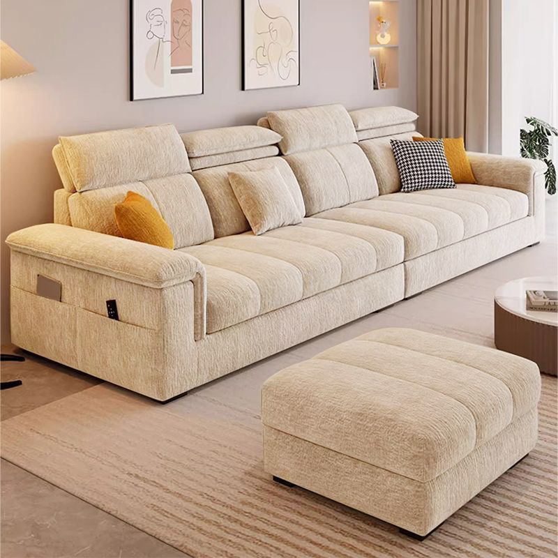 客厅现代简约2025新款奶油风雪尼尔棉麻布艺头枕沙发客厅家用