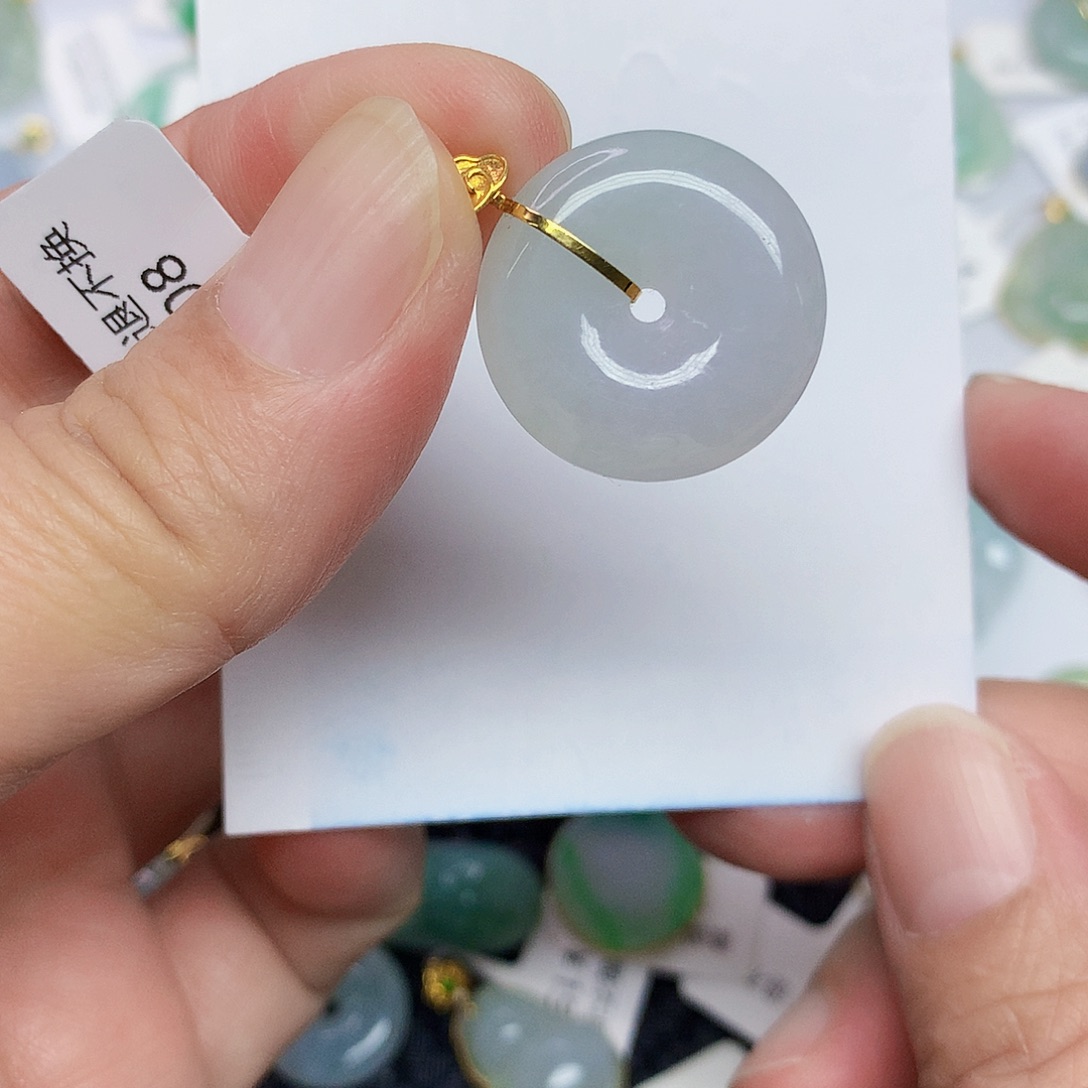 翡翠18K金镶嵌颈饰367898