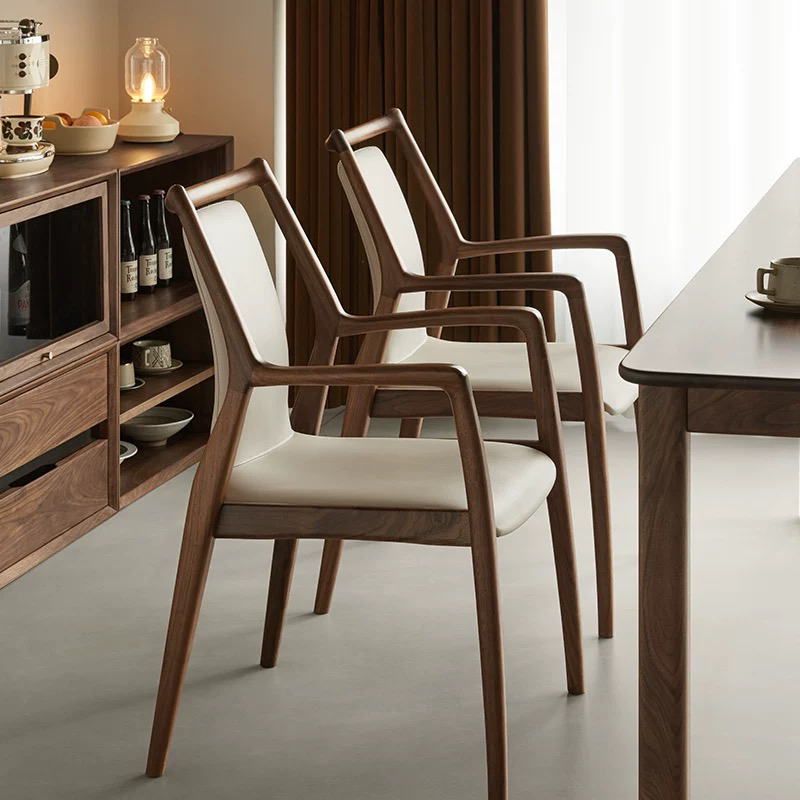 北美黑胡桃木餐椅北欧简约书房休闲椅家用小户型餐厅实木椅子