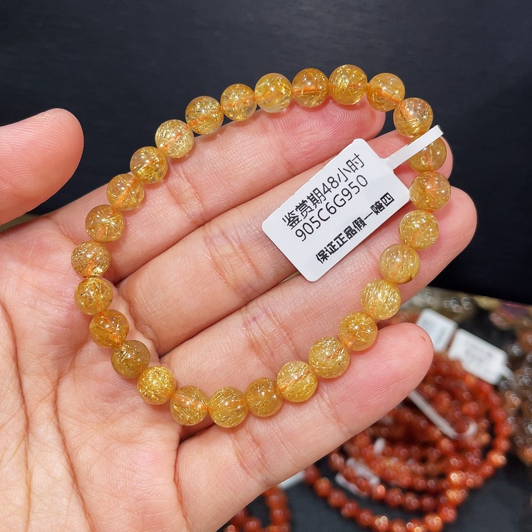 发晶手链未镶嵌金发晶7.4mm