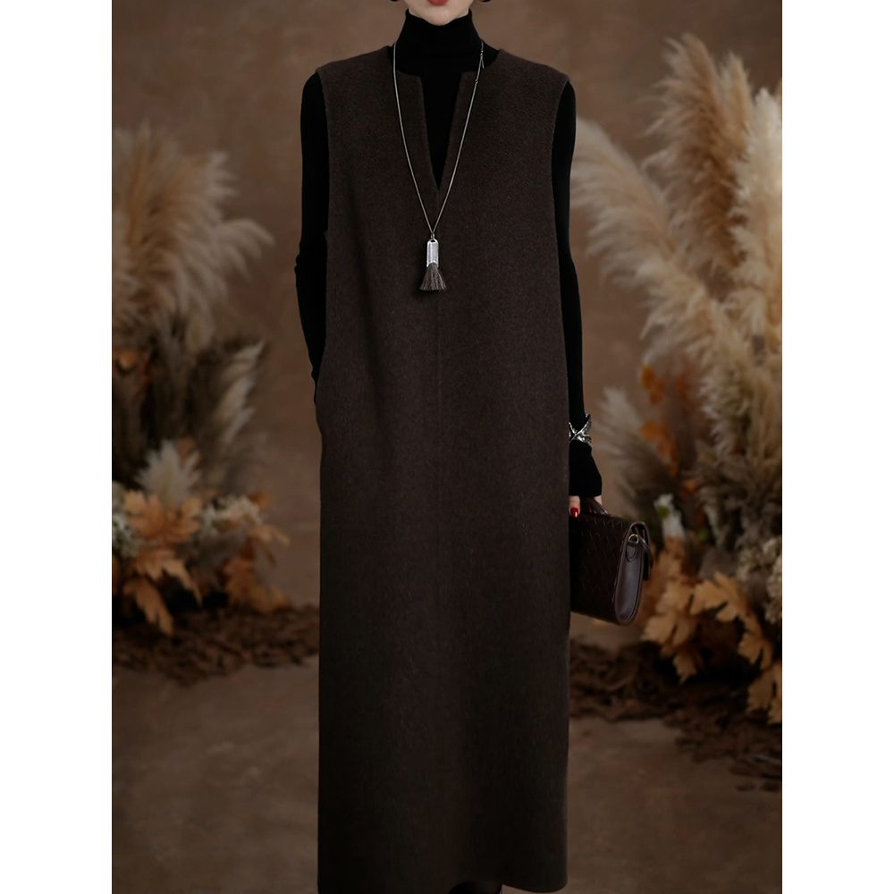 优雅高级感裙套装2025秋季新款韩系名媛风针织衫毛呢背心裙两件套