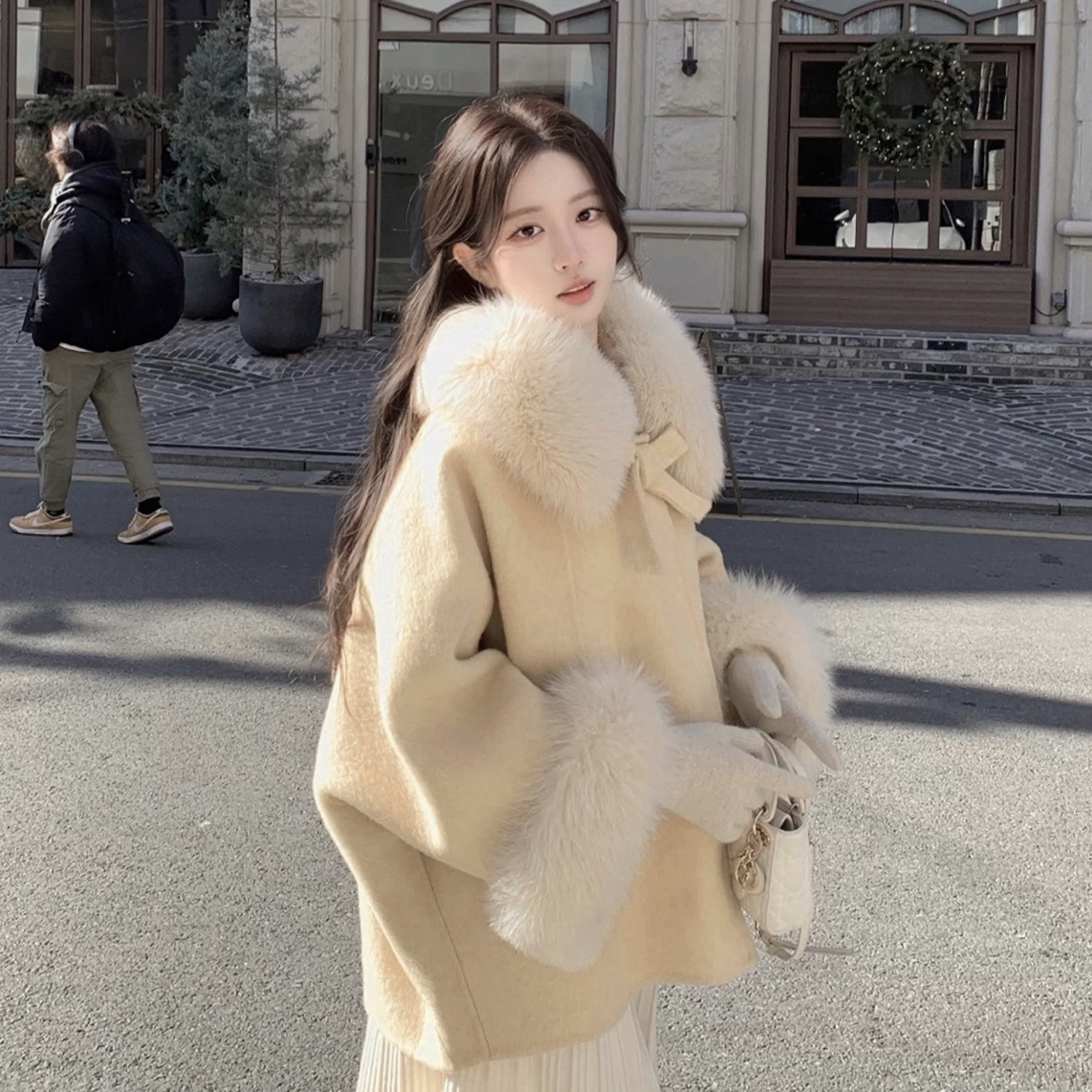 斗篷款1双面羊毛大衣秋冬新款蝙蝠袖毛呢时尚外套