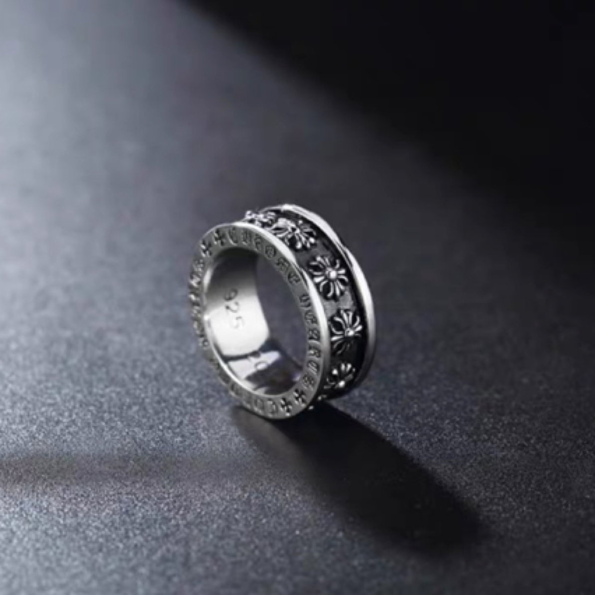钛钢戒指 复古十字架轮回戒指做旧款式百搭重工风
