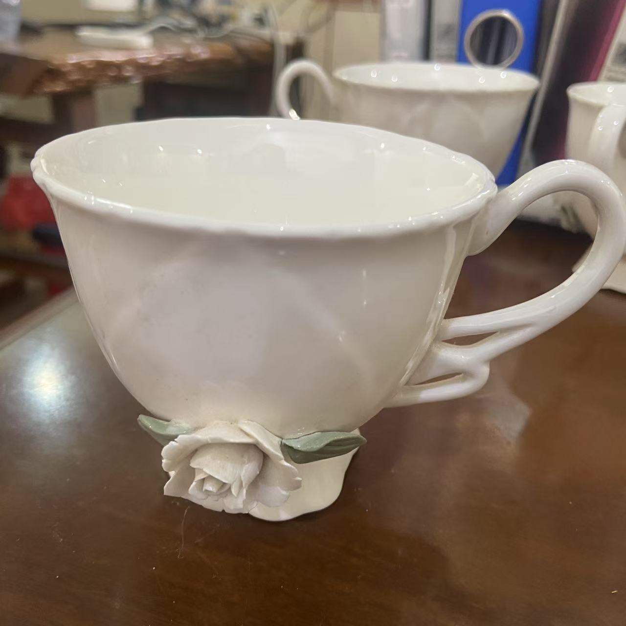 饰品杯子咖啡杯小白花微瑕 一组5个