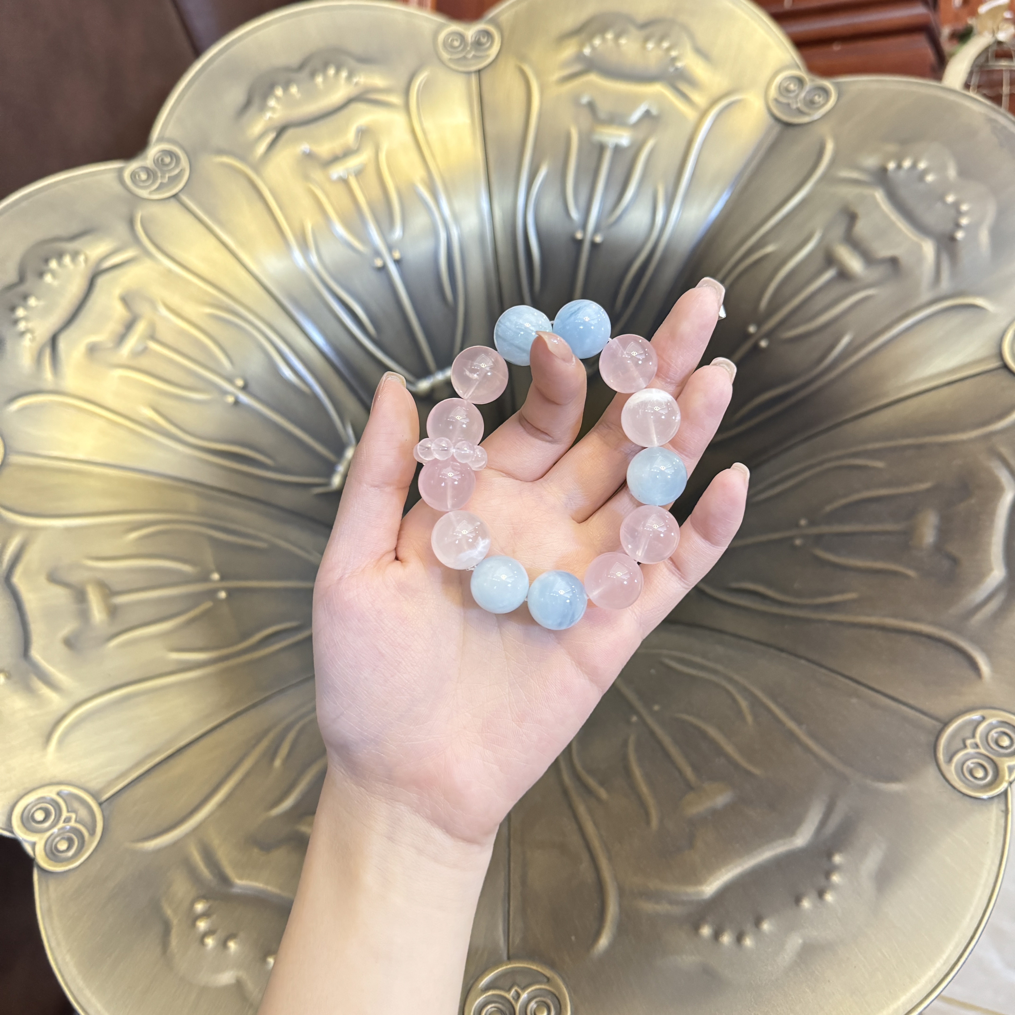 源源手作*蓝粉甜心手串A2-8