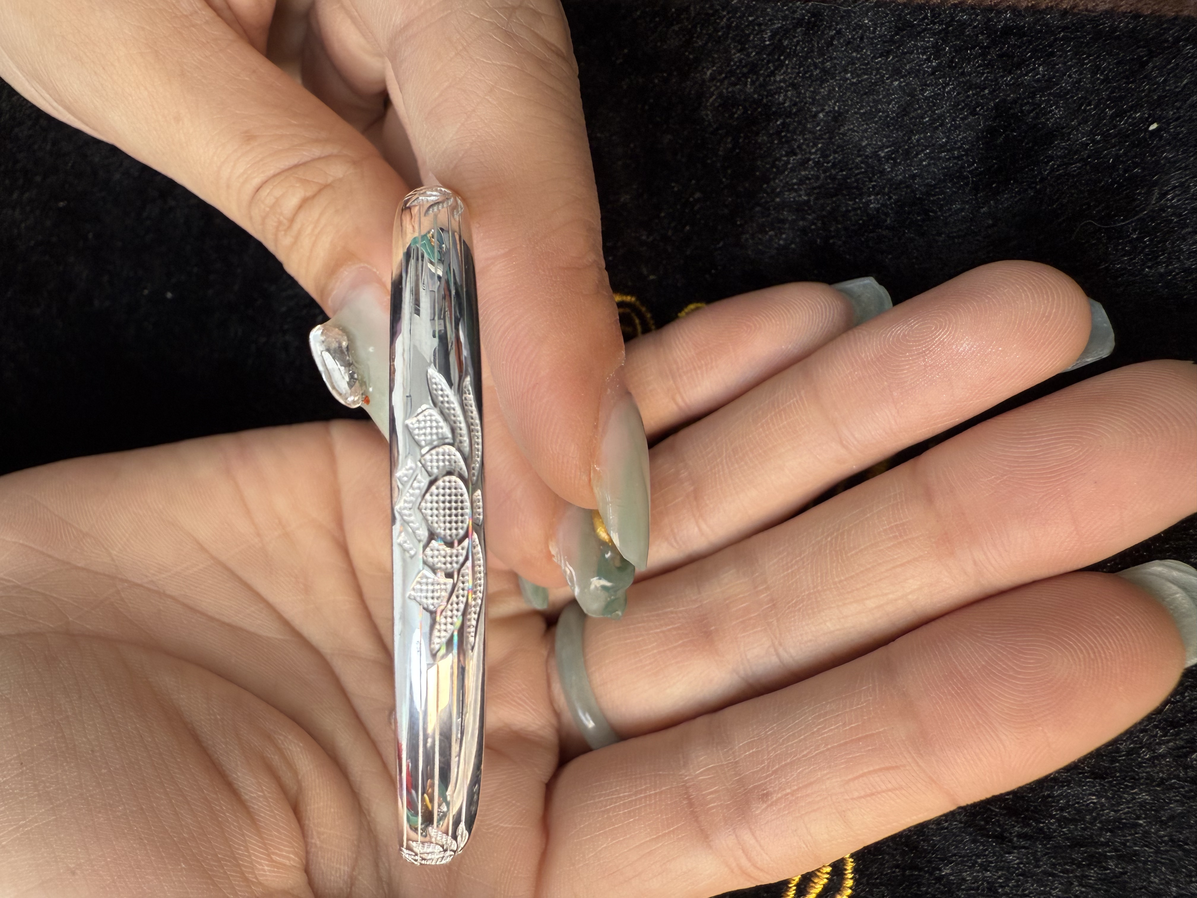 足银手镯 三朵莲花手镯（妈妈款）足银999.9