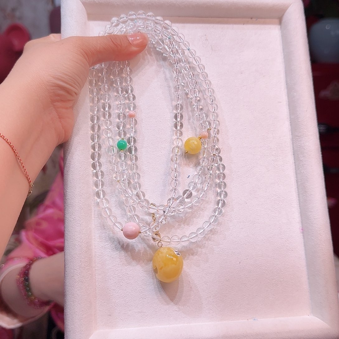 水晶项链18K金镶嵌@**@项链