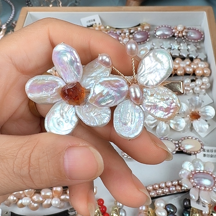 用***3淡水珍珠发饰未镶嵌