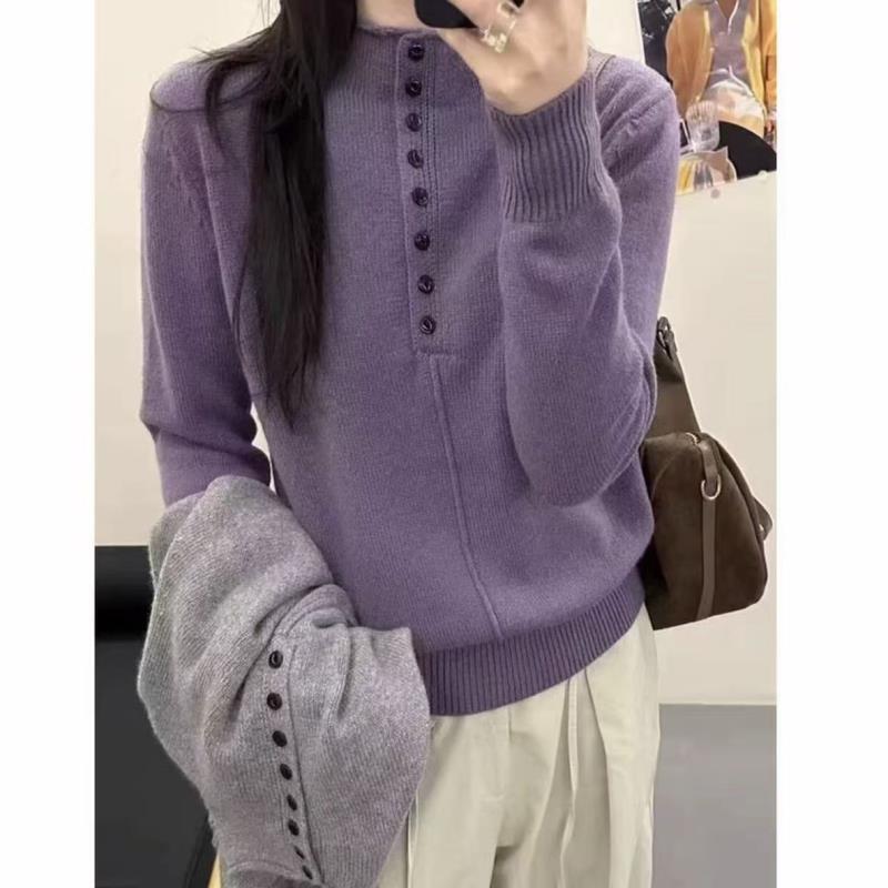 莹莹家/半高领香芋紫舒服好穿针织时尚134