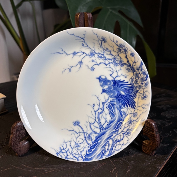 【南风】柴窑 景德镇纯手绘青花 喜上眉梢壶承