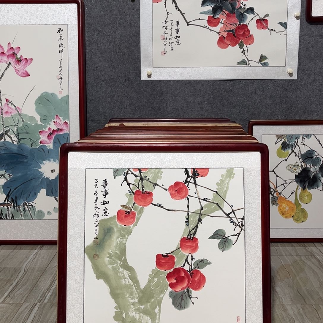 国画书画作品带框63×63