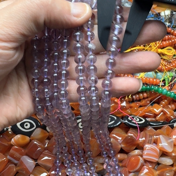 合金玛瑙/玉髓珠宝半成品一条7mm玻利维亚紫水晶