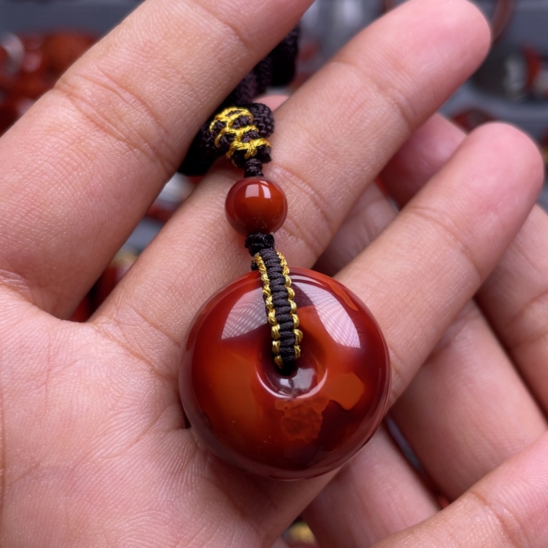 南红玛瑙未镶嵌珠宝奇石平安扣吊坠