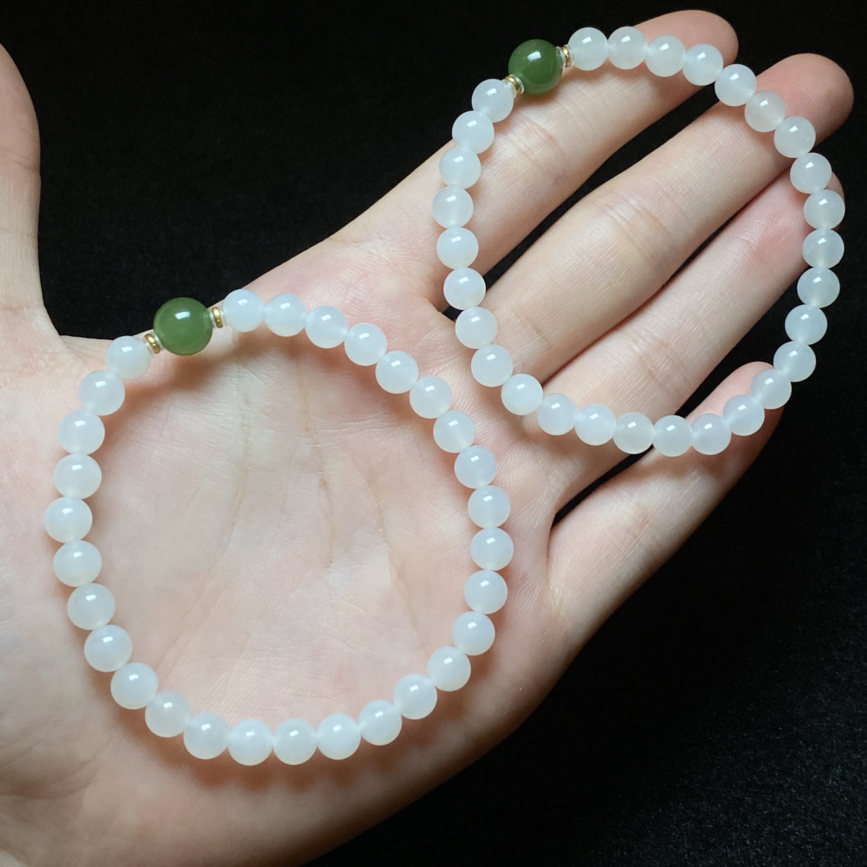 【小北好物】和田玉DIY单圈手串约5.5mm+【多样性发一件】QH13X587