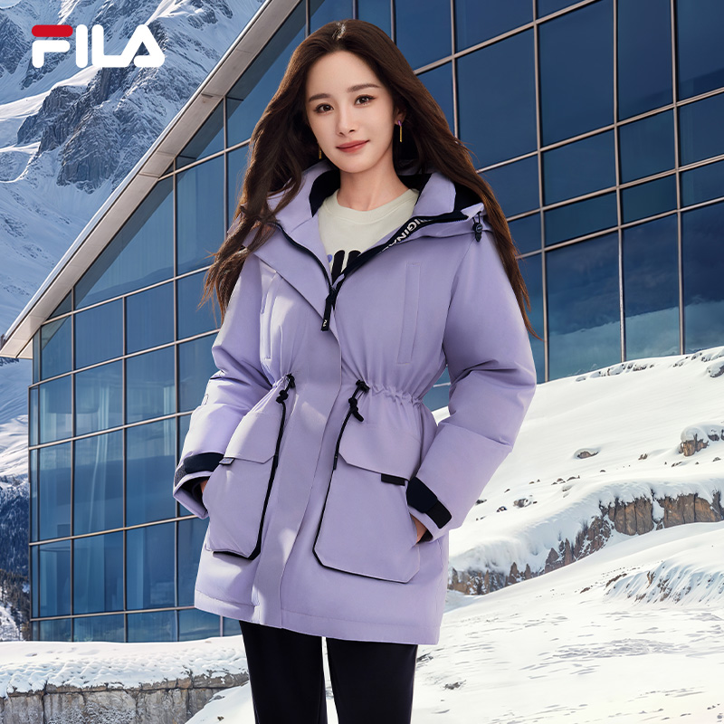 【杨幂同款】FILA派克羽绒服斐乐外套2024冬新款休闲保暖连帽上衣