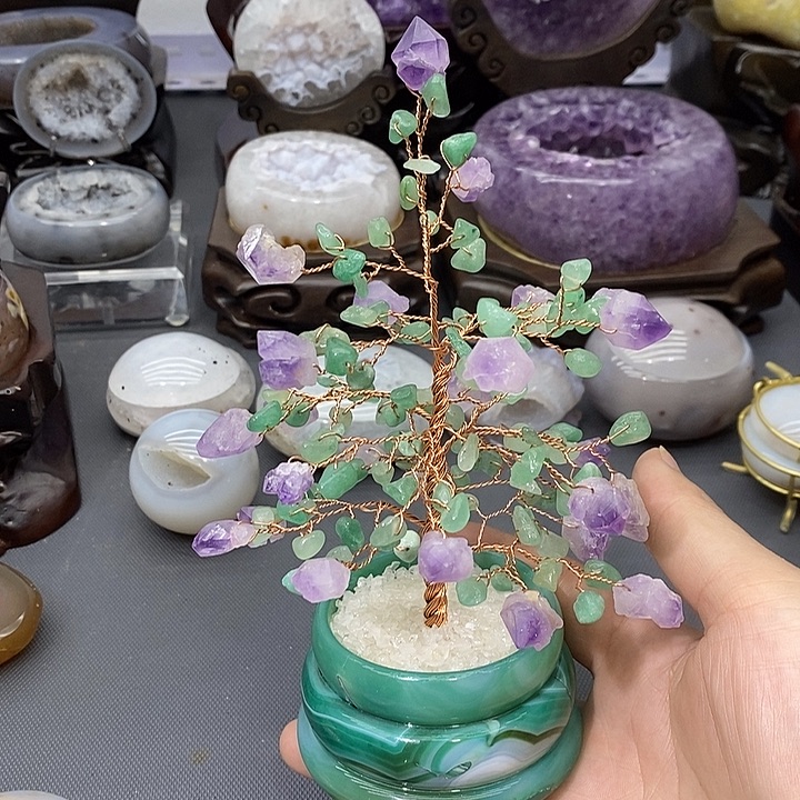 紫晶摆件未镶嵌紫晶发财树