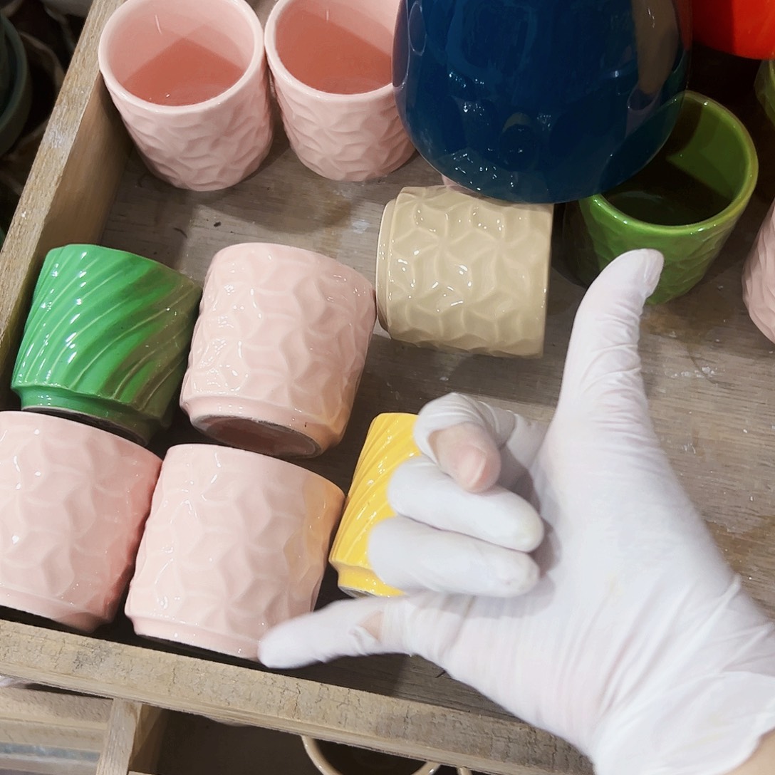 有孔外贸尾陶瓷花盆凑单10米包邮随机六个