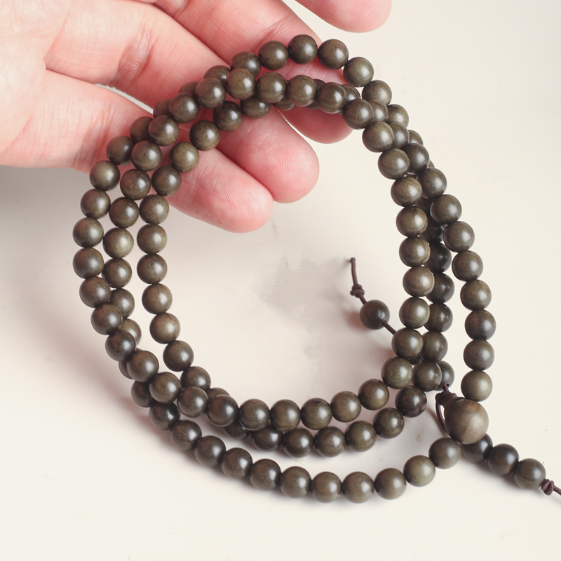 【小冠】阴沉檀108子  阴沉老山檀 天然原料雕刻工艺