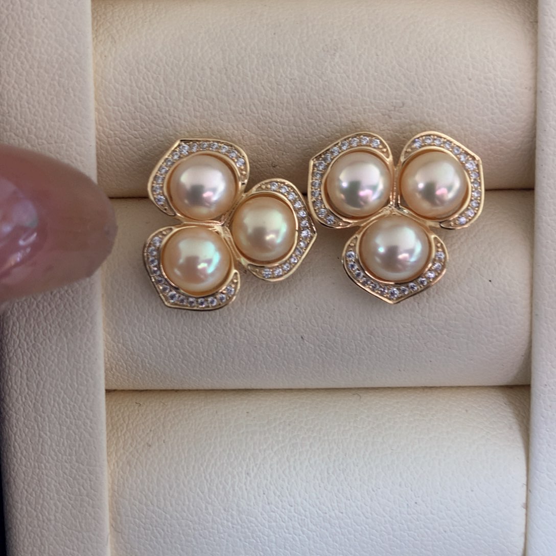 银S925镶嵌海水珍珠耳饰