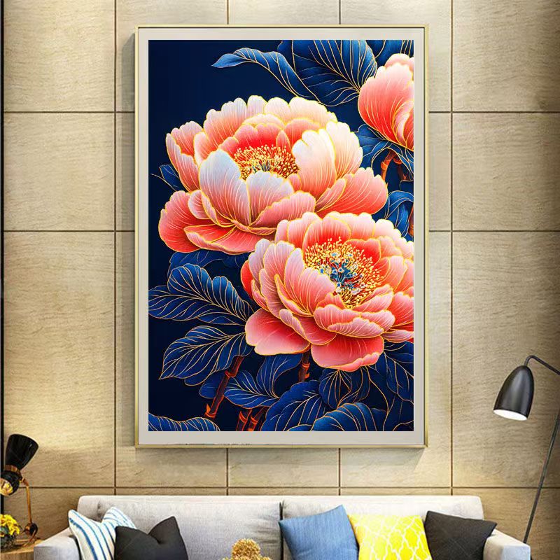 【彩珠绣】满绣全珠子绣花开富贵牡丹花串珠绣非成品50*72厘米40色