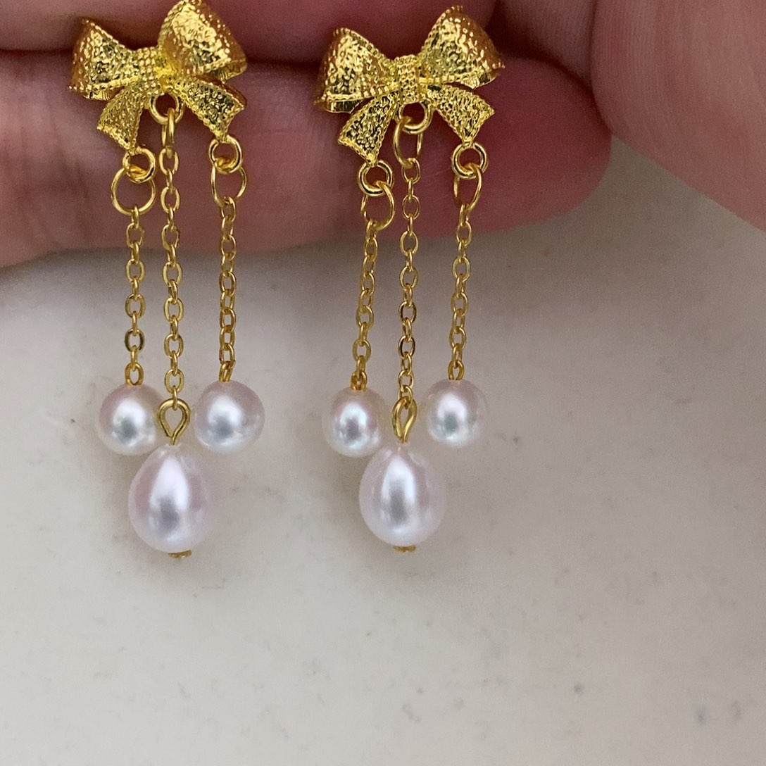 银S925镶嵌耳饰淡水珍珠