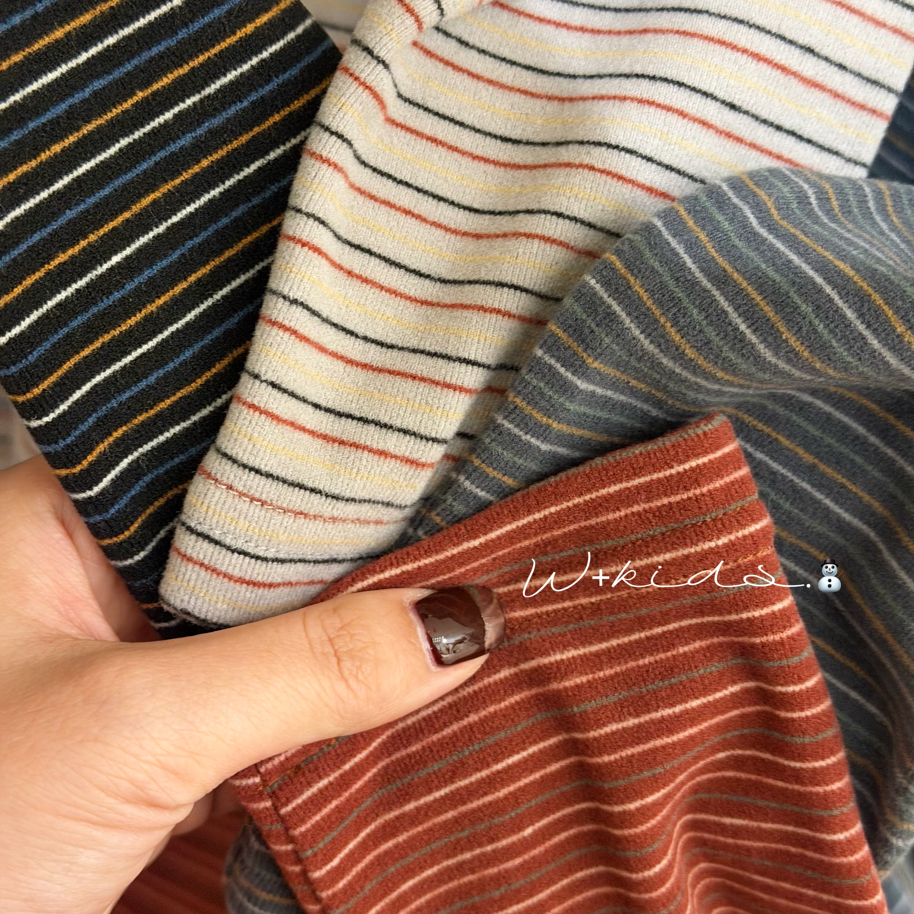 【W+韩系童装】冬 韩系 儿童百搭条纹高领 云绒打底衫 A88037