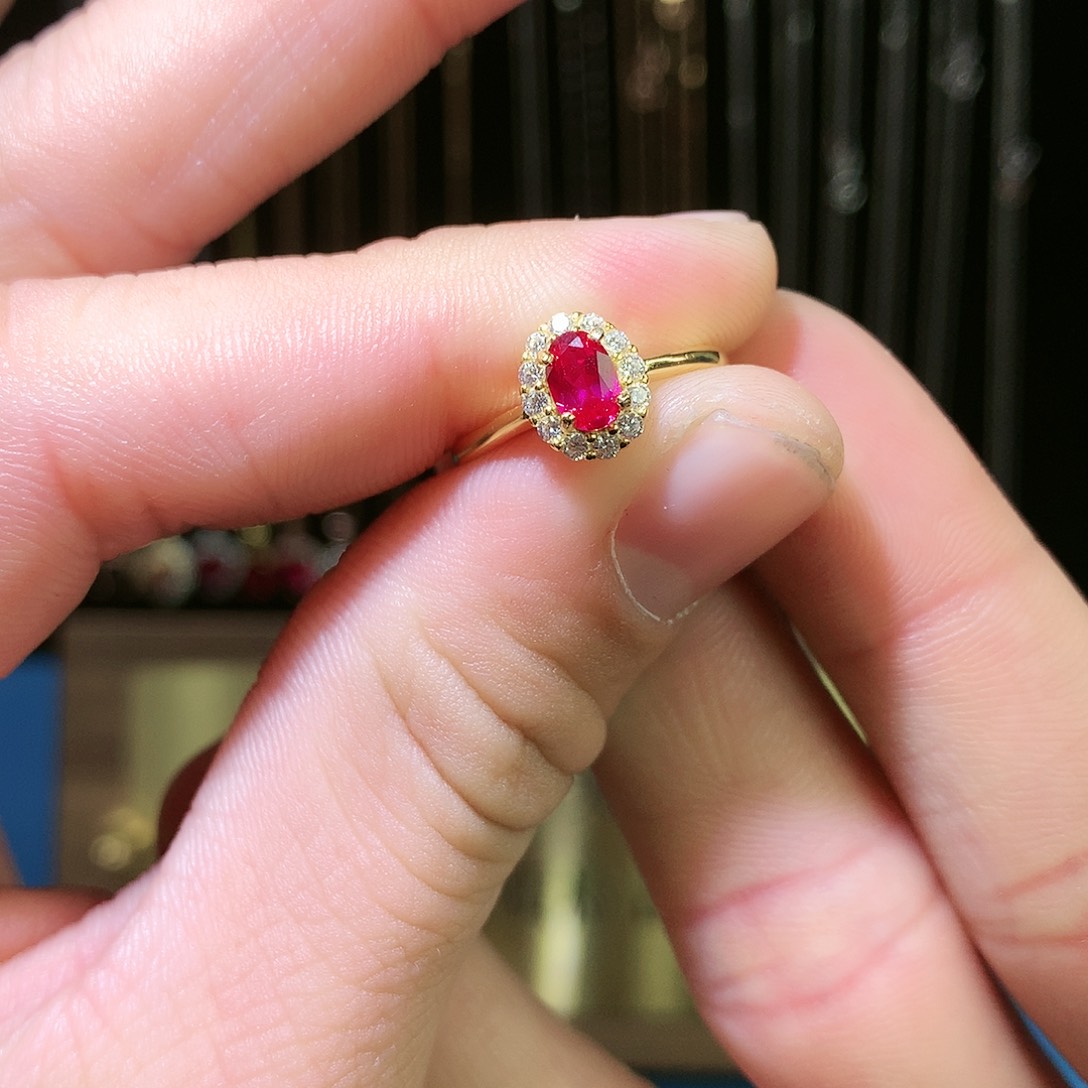 红宝石戒指银S925镶嵌