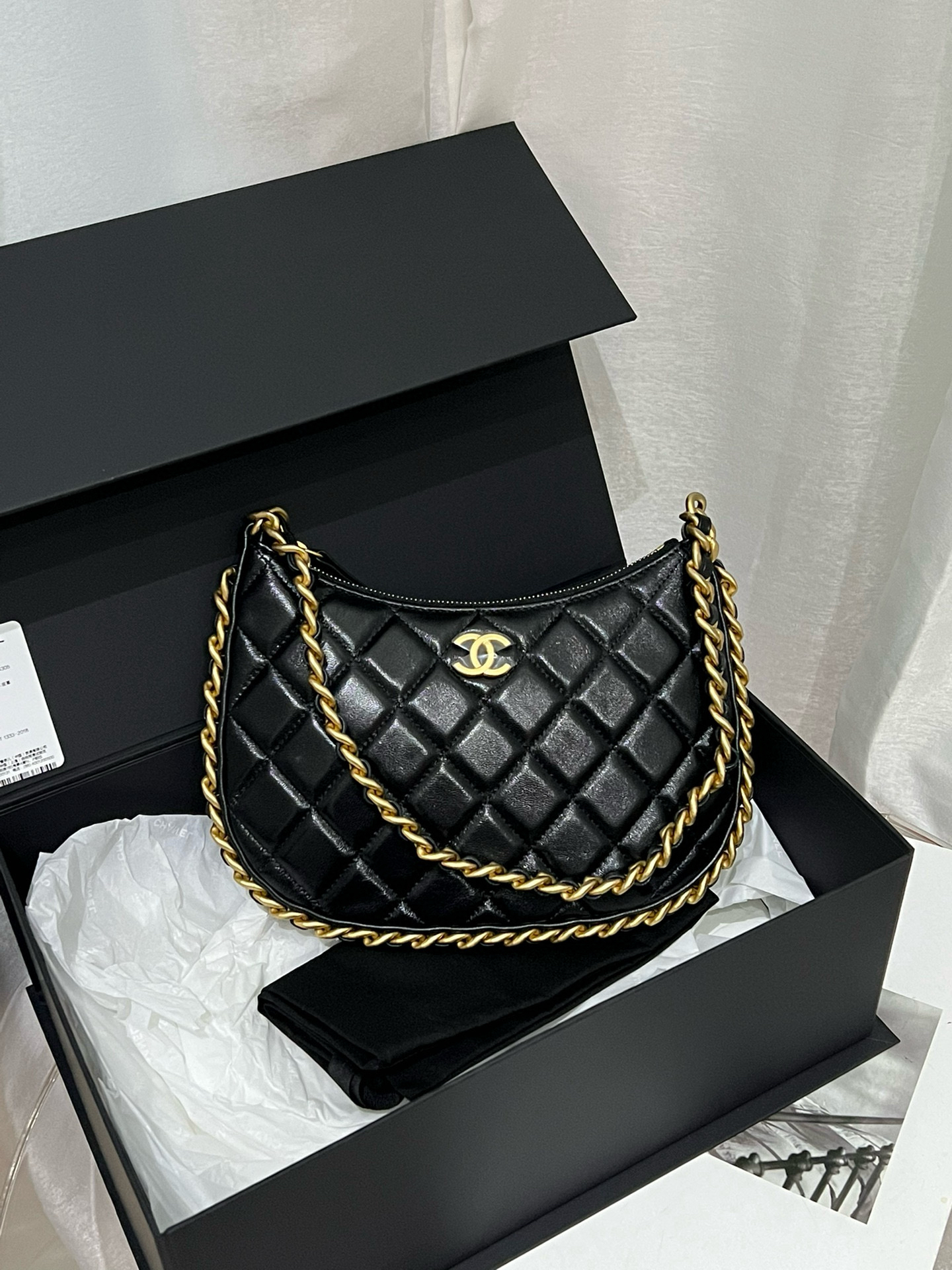 未使用 Chanel/香奈儿 chanel23b黑金hobo单肩包 全新