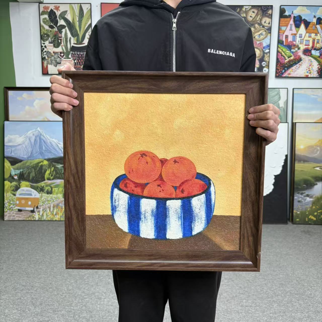 轻奢法式美拉德色系餐厅卧室装饰画适合床头餐桌斗柜5050