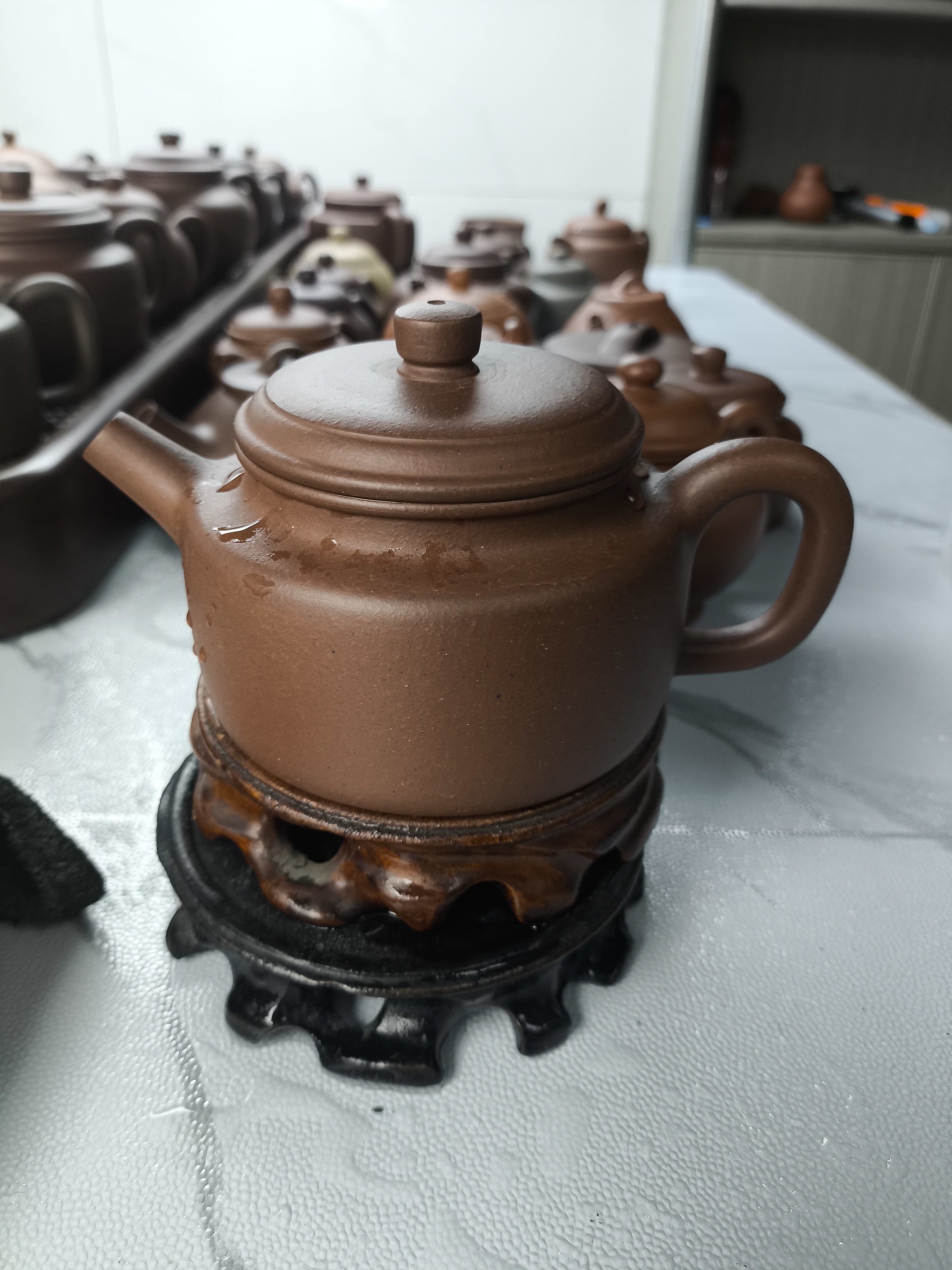 40目紫砂紫泥半手工平底德钟260CC