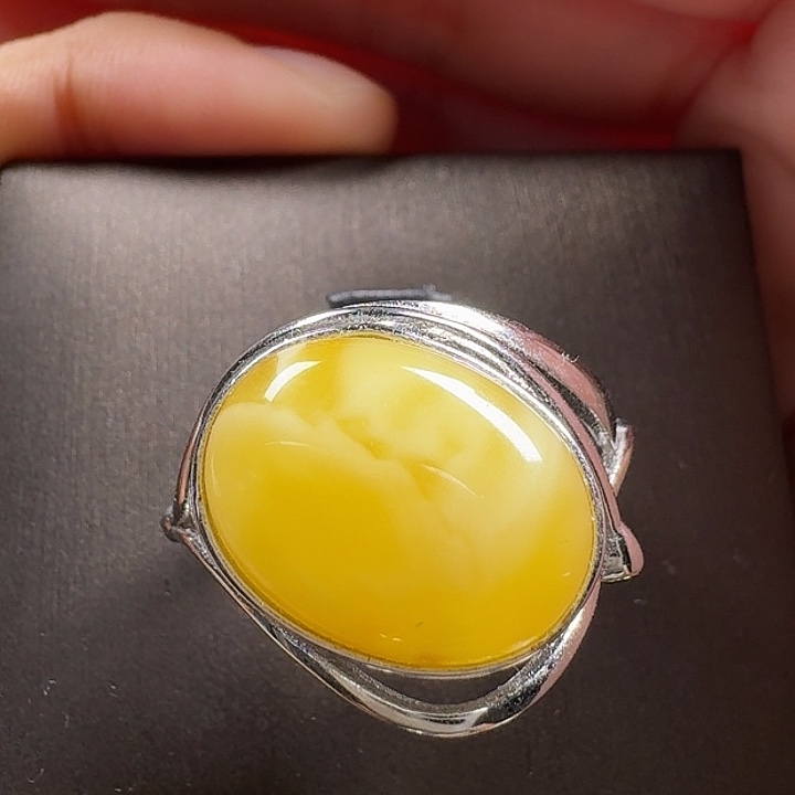 蜜蜡银S925镶嵌戒指戒指